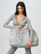 SMFK Large Polyamide Fitness Bag in Gray - On Female Model