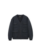 USAGE Cotton Safari Pocket Cardigan Sweatshirt in Navy Blue