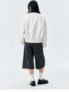 MEDM Embroidered Harrington Jacket in White - On Model