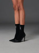 SMFK Athletic Cotton Blend Short Socks 2 Pack in Black - On Female Model