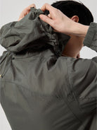 SIMPLE PROJECT Lightweight Offset Zip Jacket in Gray - On Model