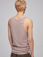 SIMPLE PROJECT Longline Stretch Knit Tank Top in Pink - On Model
