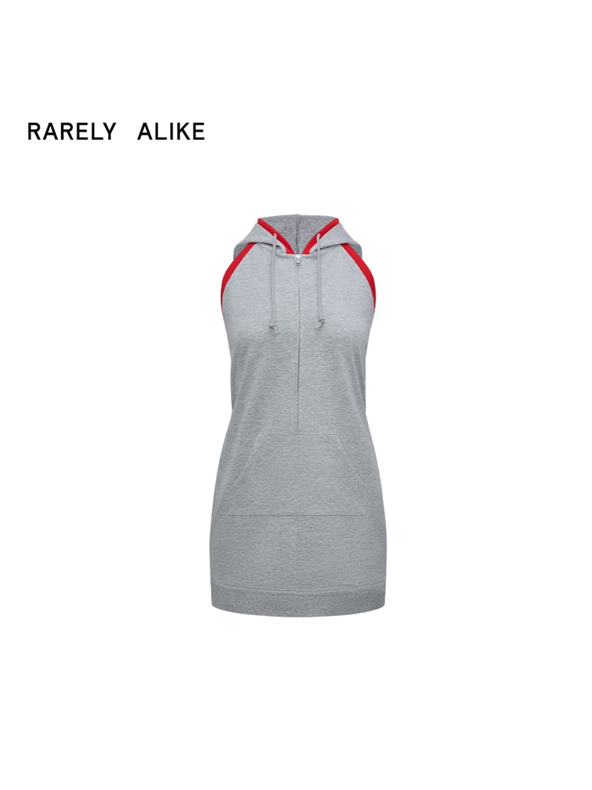 RARELY ALIKE Hooded Half Zip Sweatshirt Dress in Gray
