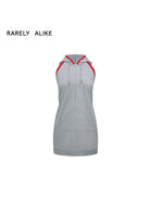 RARELY ALIKE Hooded Half Zip Sweatshirt Dress in Gray