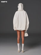SMFK Cotton Wool Blend Oversized Hoodie in White - On Model