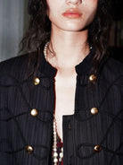 BADTASTE Braided Trim Equestrian Blazer in Gray - On Female Model