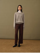 TEASEL Merino Wool Crewneck Sweatshirt in Gray - On Female Model