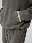 SIMPLE PROJECT High Neck Fleece Blend Hoodie in Gray - On Model