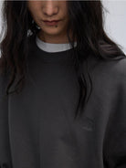 Random Piece Cotton Kapok Blend Crewneck Sweatshirt in Gray - On Female Model