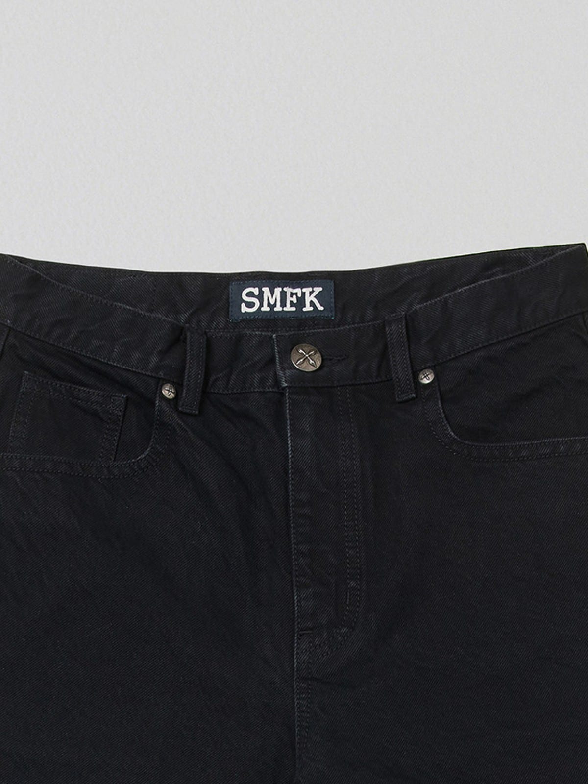 SMFK Washed Wide Leg Denim Jeans in Black - Detail