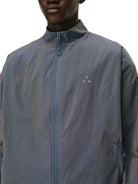 FPA Cotton Blend Stand Collar Jacket in Blue - On Male Model