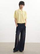 JCAESAR STUDIO Pointelle Ribbed Cotton Polo in Yellow - On Male Model
