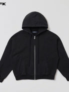SMFK Oversized Zip Up Cotton Hoodie in Black