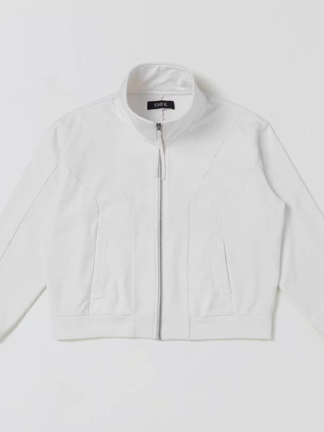 SMFK Cotton Zip Up Track Jacket in White