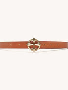 SMFK Cross Totem Hand Burnished Leather Belt in Beige