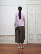 Random Piece Lightweight Cotton Blend Crewneck T Shirt in Lavender - On Model