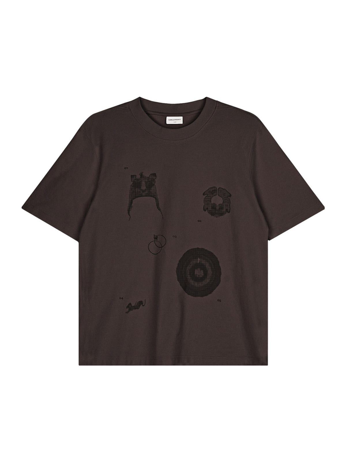 SIMPLE PROJECT Cotton Blend Graphic Print T Shirt in Brown
