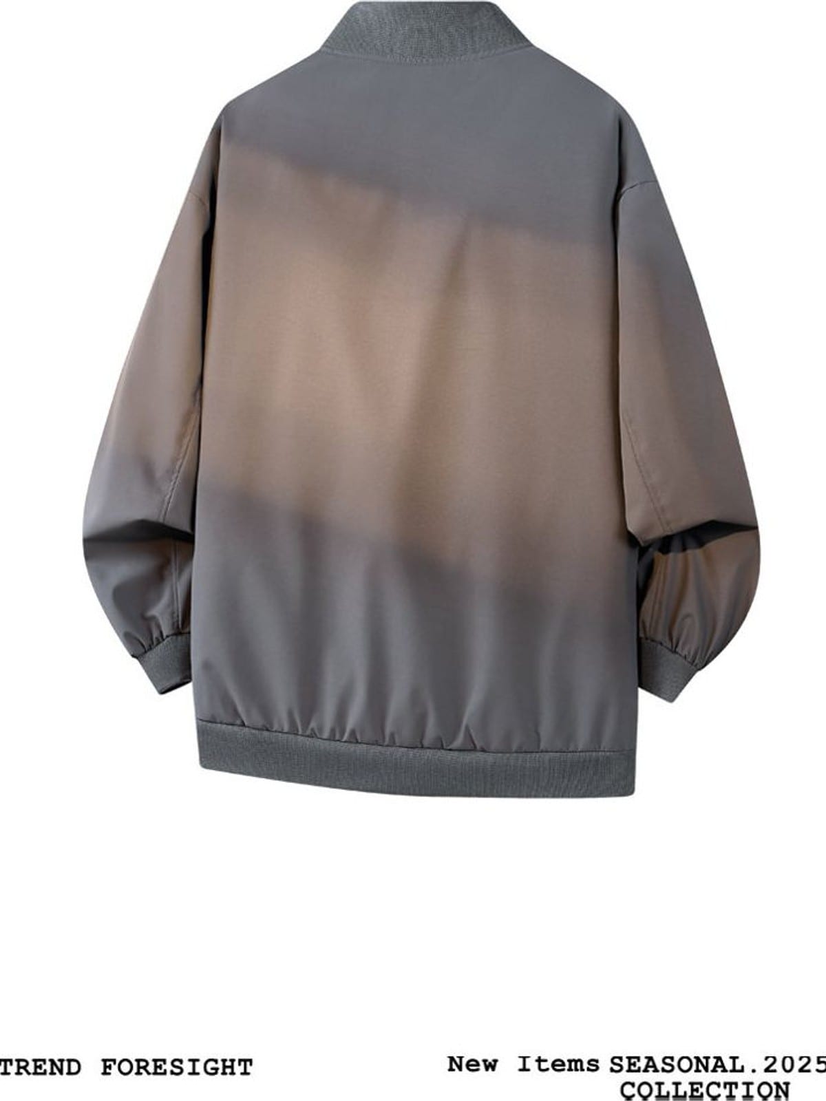 MEDM Stand Collar Zip Up Windbreaker in Gray