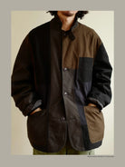 USAGE Cotton Ripstop Patchwork Blazer in Black - On Male Model