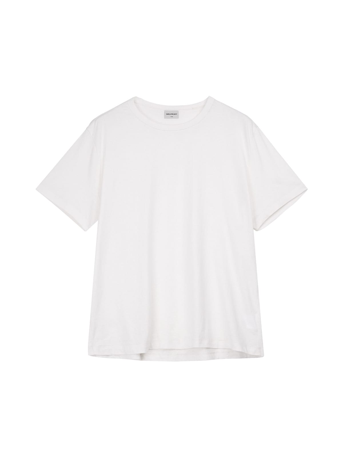SIMPLE PROJECT Kapok Blend Crewneck T Shirt in White