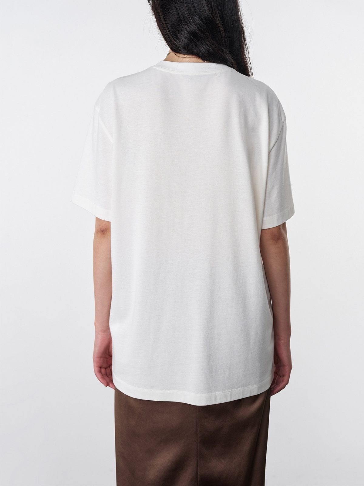 Random Piece Key Graphic Cotton T Shirt in White - On Female Model