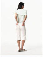 RARELY ALIKE Asymmetrical Draped Lyocell Blend Top in Mint - On Model