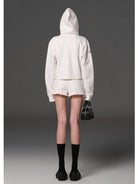 SMFK Cotton Blend Slim Zip Up Hoodie in White - On Model