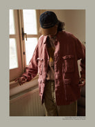 USAGE Linen Four Pocket BDU Jacket in Pink - On Male Model