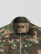 SMFK Camouflage Zip Up Cropped Jacket in Green - Detail