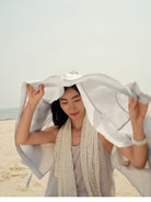 TEASEL Silk Blend Sheer Resort Shirt in Sky Blue - On Female Model