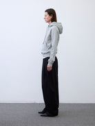 Random Piece Cotton Lyocell Cropped Hoodie in Gray - On Female Model