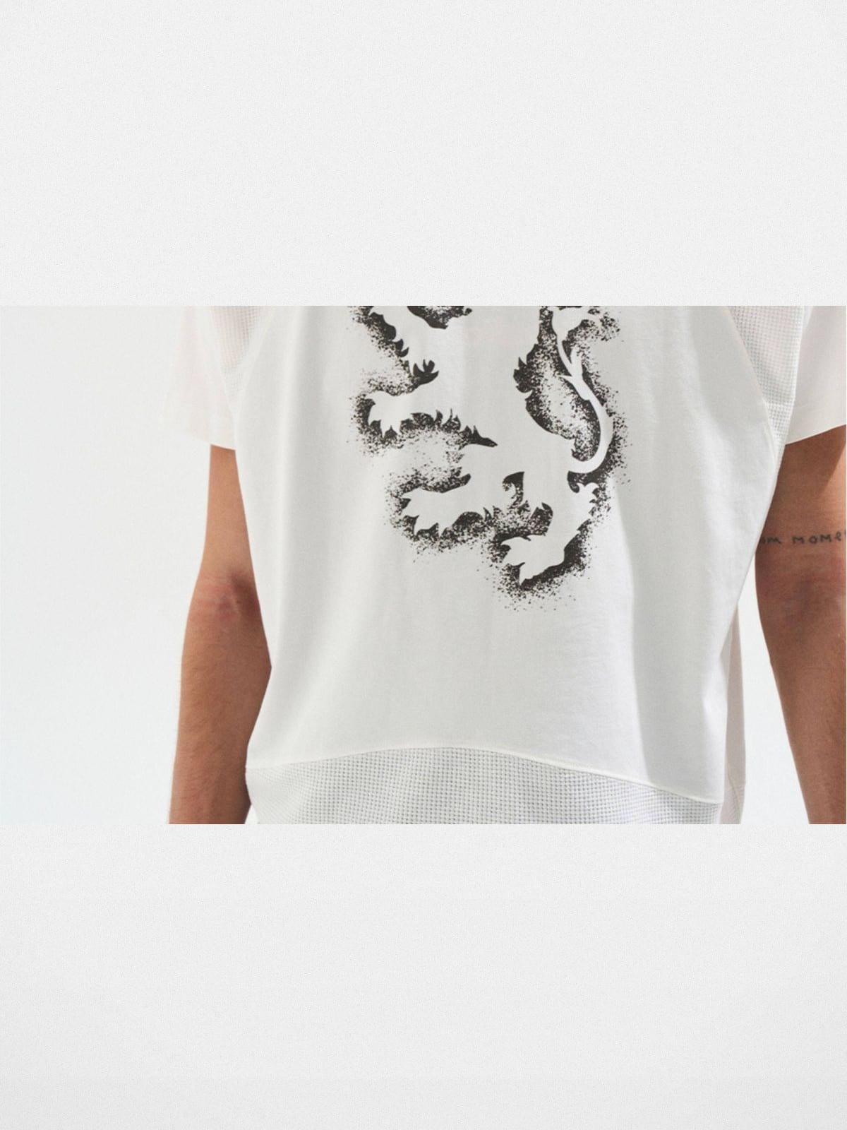 BLINDNOPLAN Sorona Panelled Graphic T Shirt in Blue - On Model