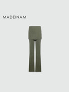 MADEINAM Fold Over Waist Flared Stretch Pants in Olive