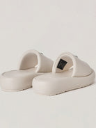 SMFK Cowhide Leather Cross Hardware Slides in Cream