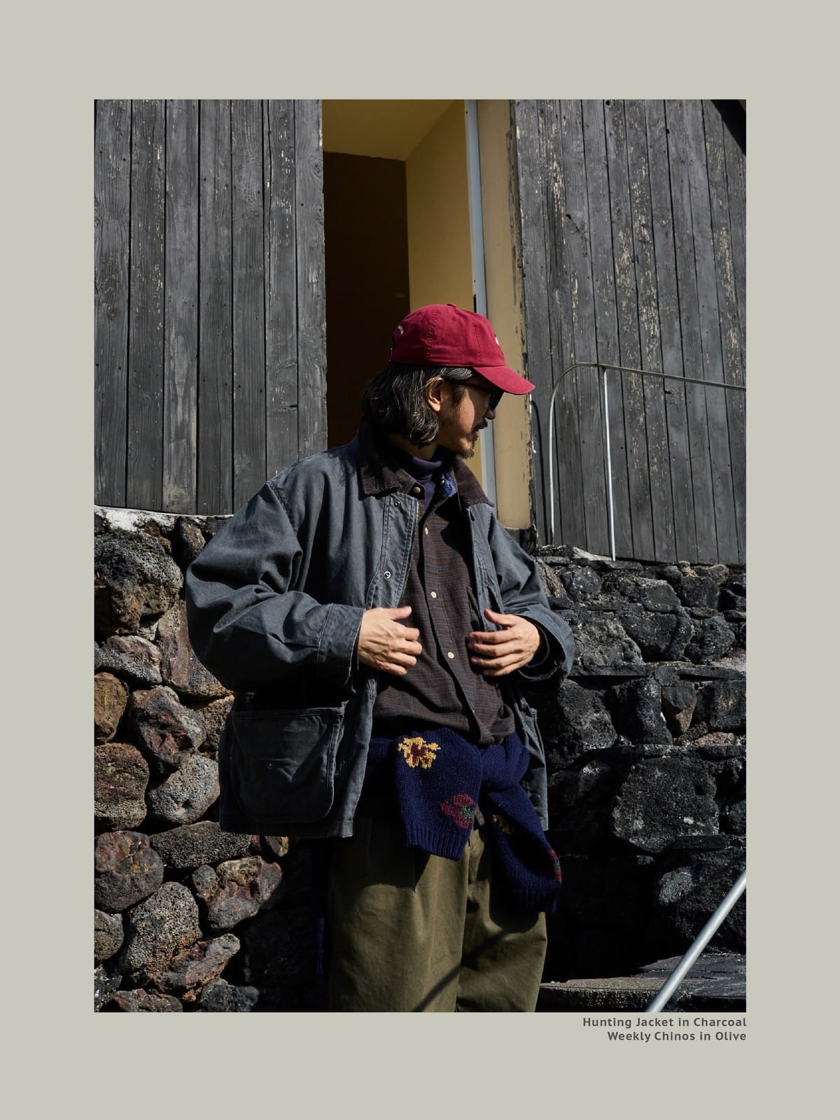 USAGE Heavyweight Cotton Canvas Barn Jacket in Gray - On Male Model
