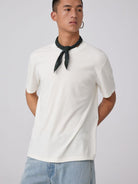 SIMPLE PROJECT Wool Blend Crewneck T Shirt in White - On Male Model
