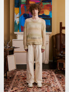 Retro 21 Gradient Open Knit Wool Blend Sweater in Sand - Lifestyle