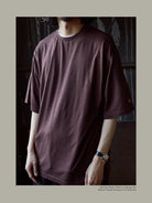 USAGE Merino Wool Blend T Shirt Set in Brown - On Male Model