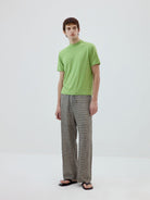 SIMPLE PROJECT Wool Blend Mock Neck T Shirt in Green - On Male Model