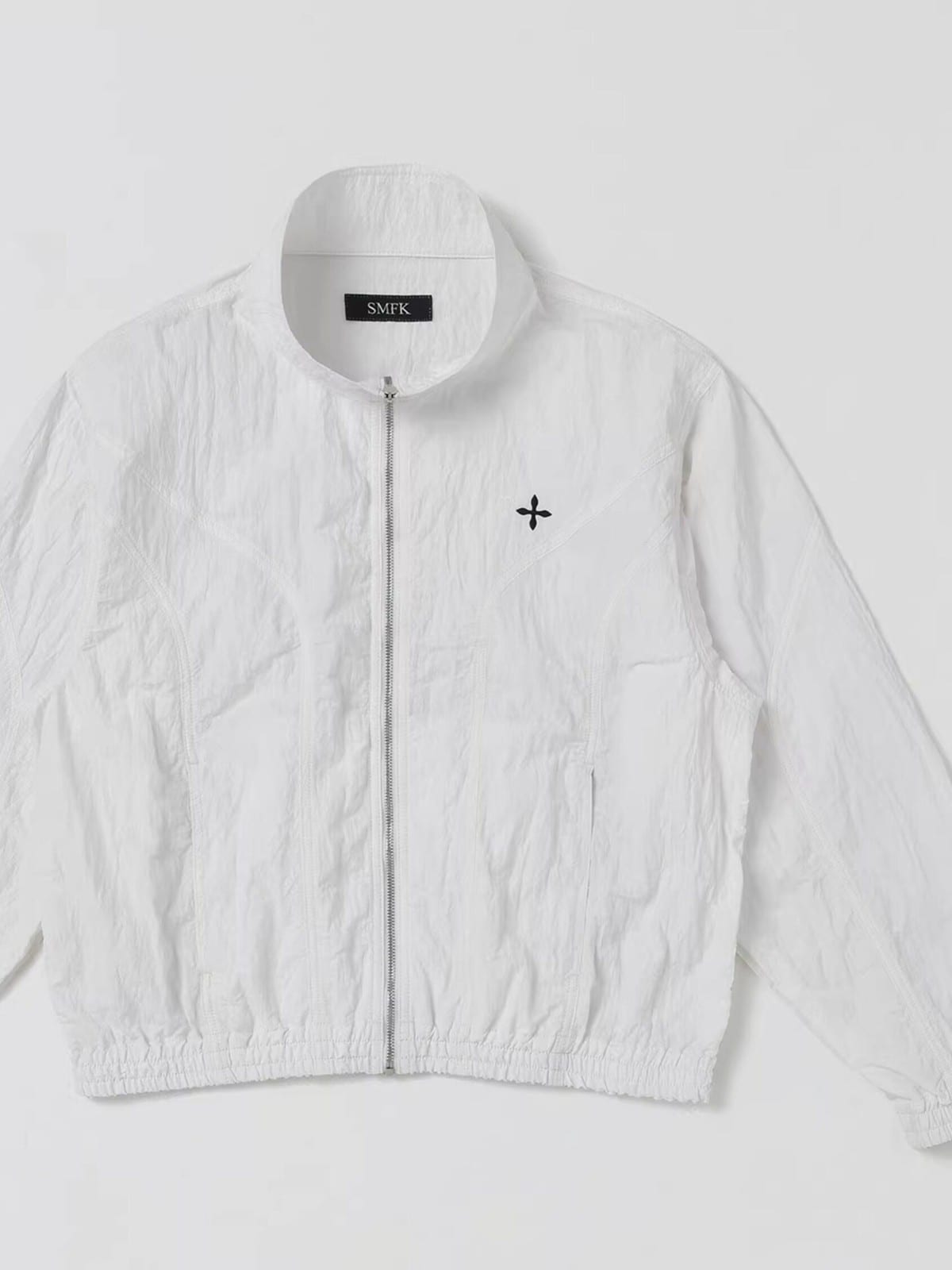 SMFK Nylon Zip Up Sports Jacket in White
