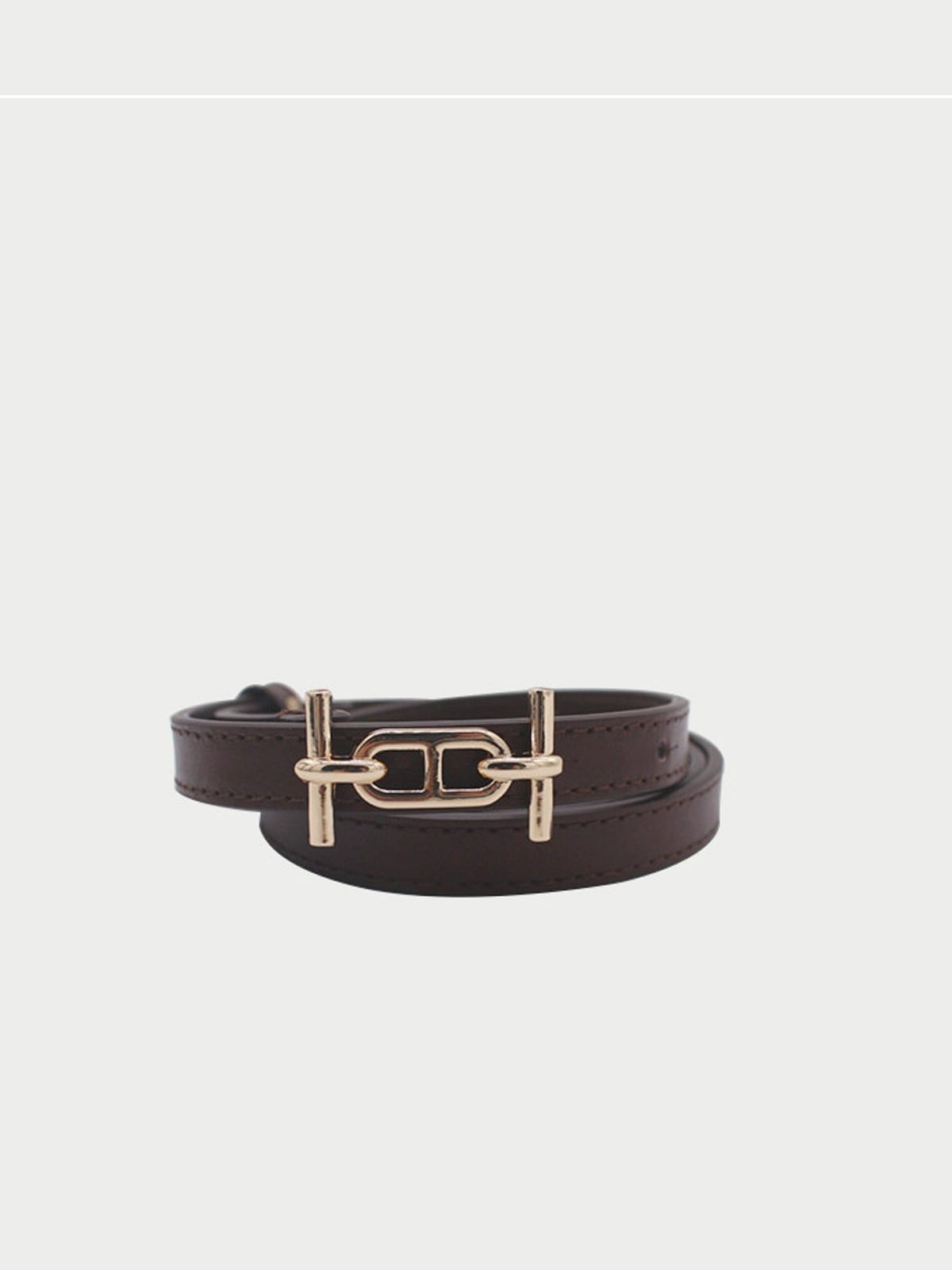 PANLULUPAN Minimalist Top Grain Leather Skinny Belt in Brown