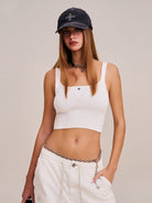 SMFK Distressed Camo Cotton Baseball Cap in Gray - On Female Model