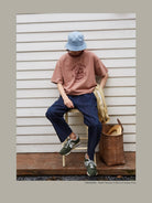 USAGE Graphic Cotton Ringer T Shirt in Pink - On Male Model