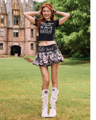 BeerBro Puff Print Puppy Baby Tee in Black - On Female Model